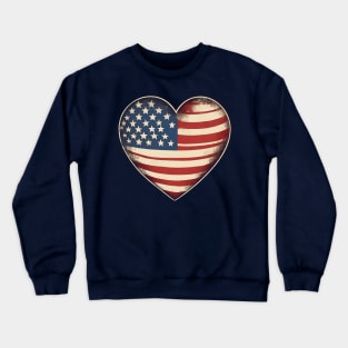 Vintage USA Flag Heart Shaped Crewneck Sweatshirt